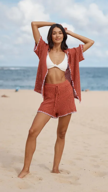 Carver Crochet Henley Top sold by MINKPINK