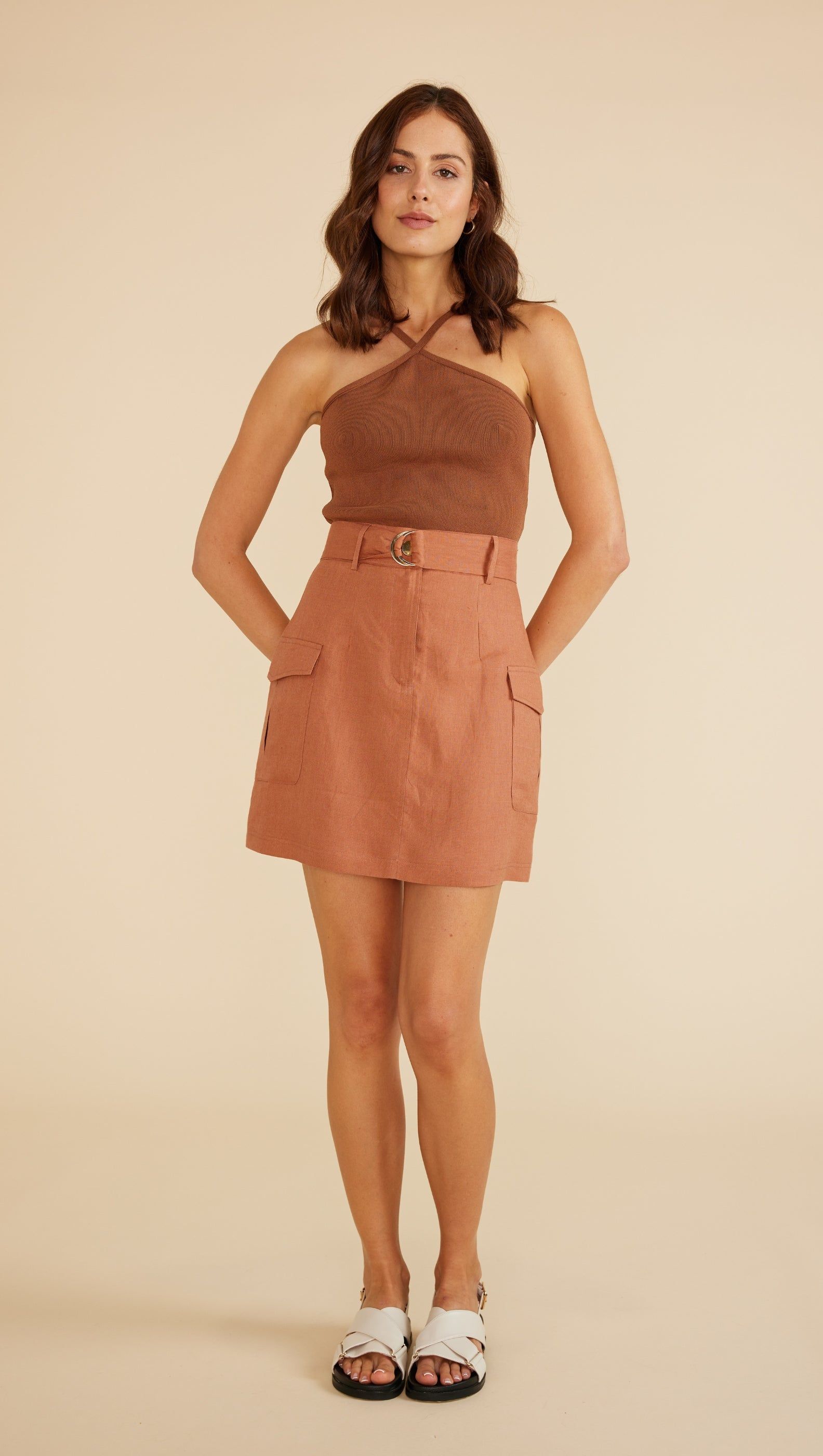 Lennox Linen Mini Skirt sold by MINKPINK