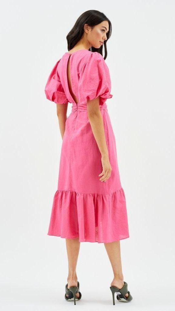 Wrap Frill Midi Dress In Pink sold by MINKPINK product image thumbnail 5