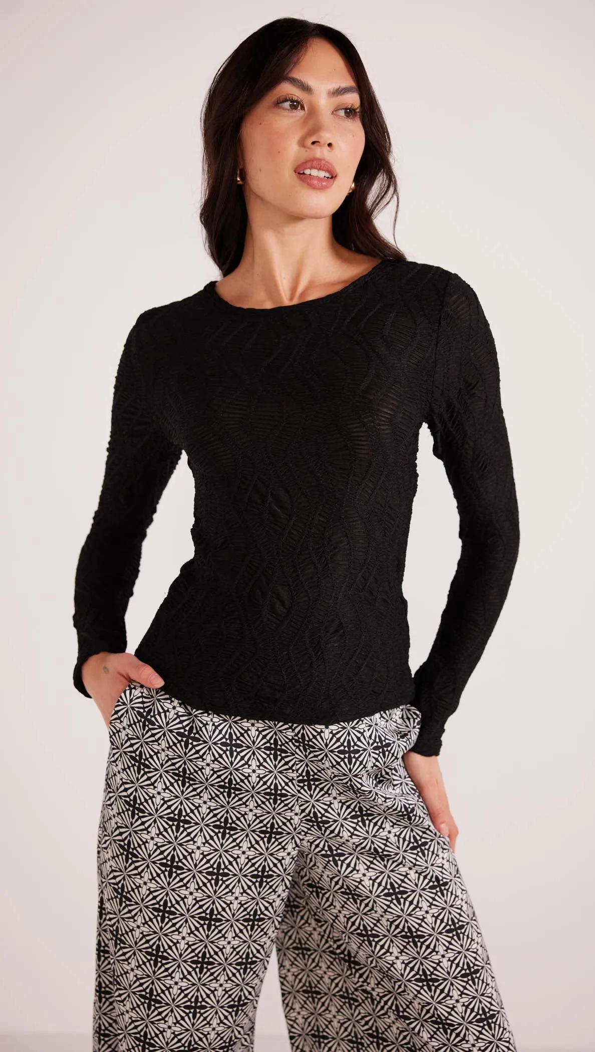 Elise Long Sleeve Mesh Top - Final Sale sold by MINKPINK