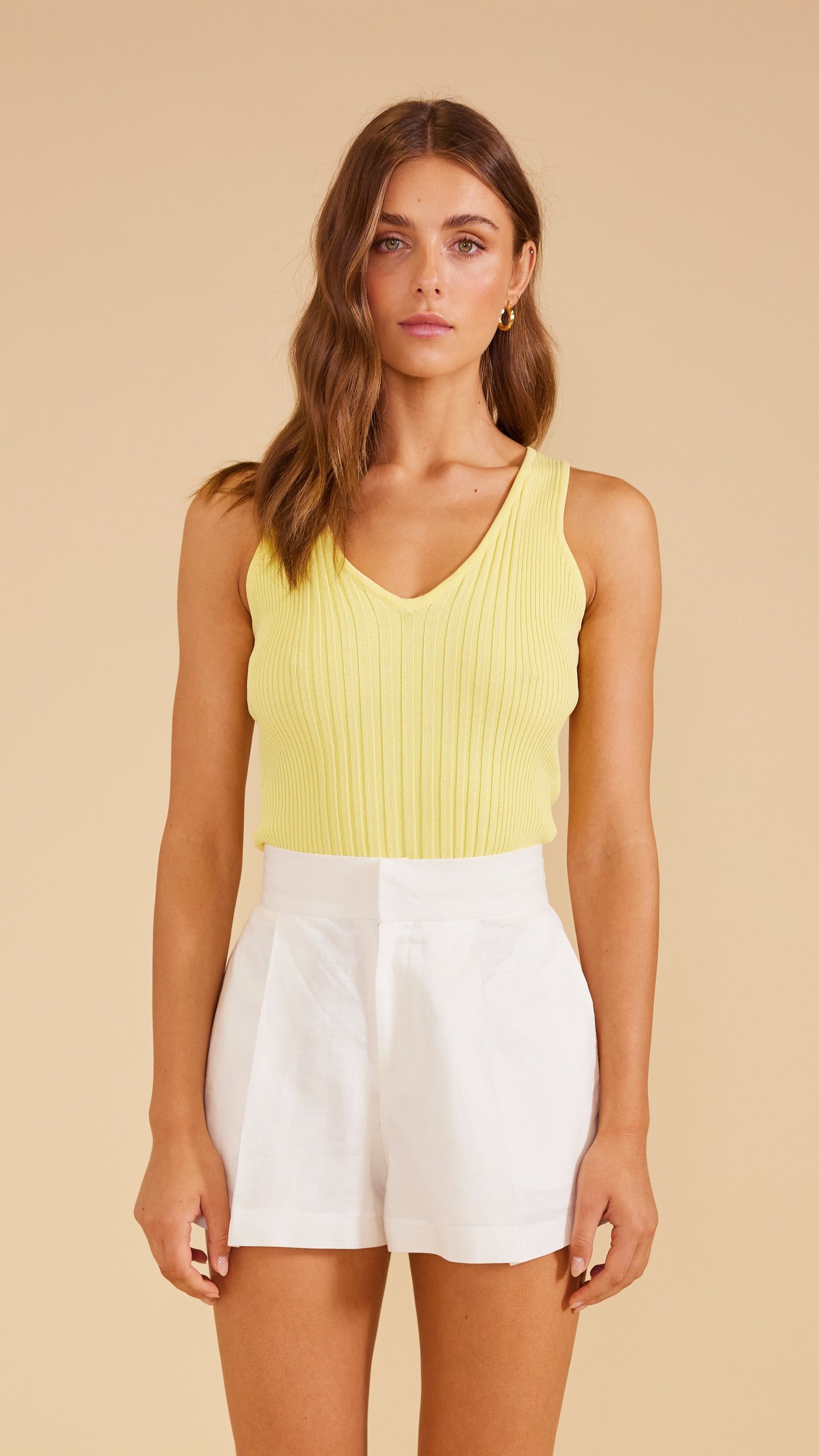Gaia Knit Tank Lemon sold by MINKPINK