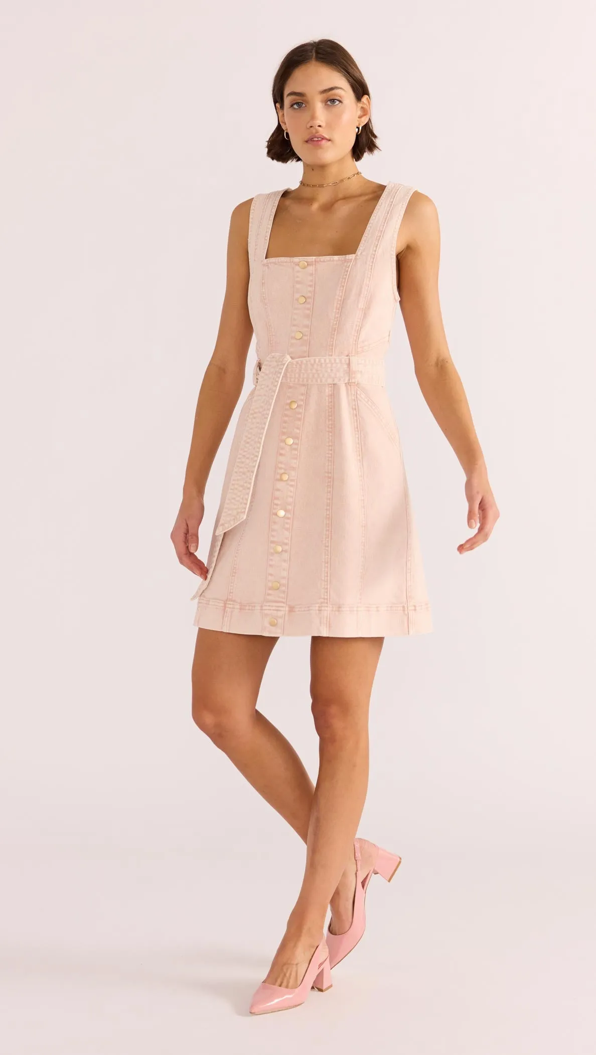 Dahlia Denim Panel Mini Dress sold by MINKPINK product image thumbnail 3