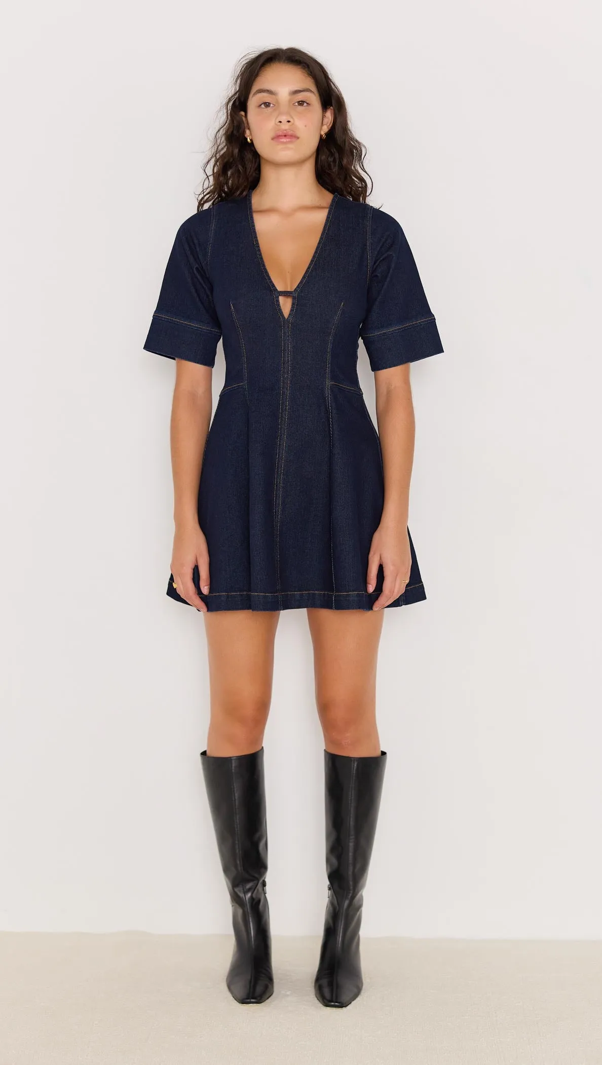 Camilla Denim Panel Mini Dress sold by MINKPINK