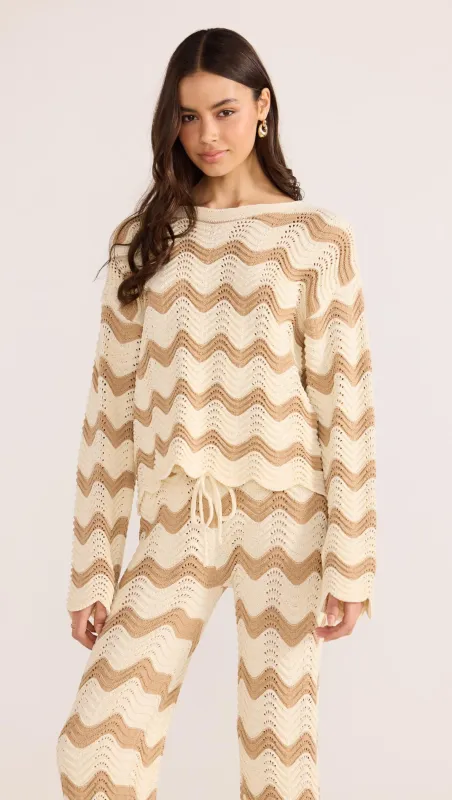 Brooke Crochet Wave Sweater sold by MINKPINK