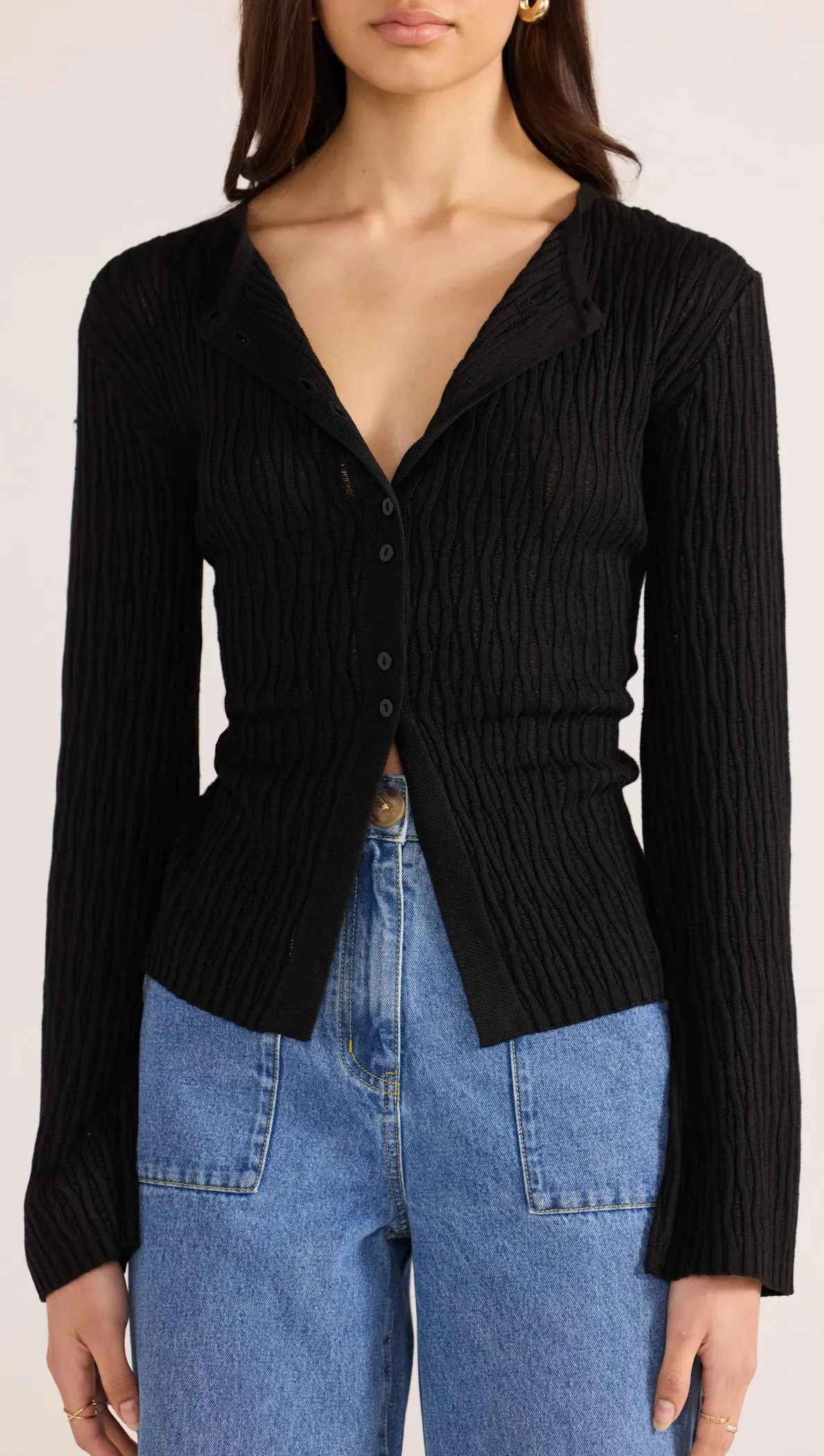 Johnna Button Knit Top - Black sold by MINKPINK product image thumbnail 3