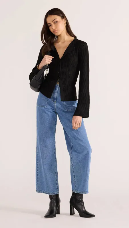 Johnna Button Knit Top - Black made by MINKPINK