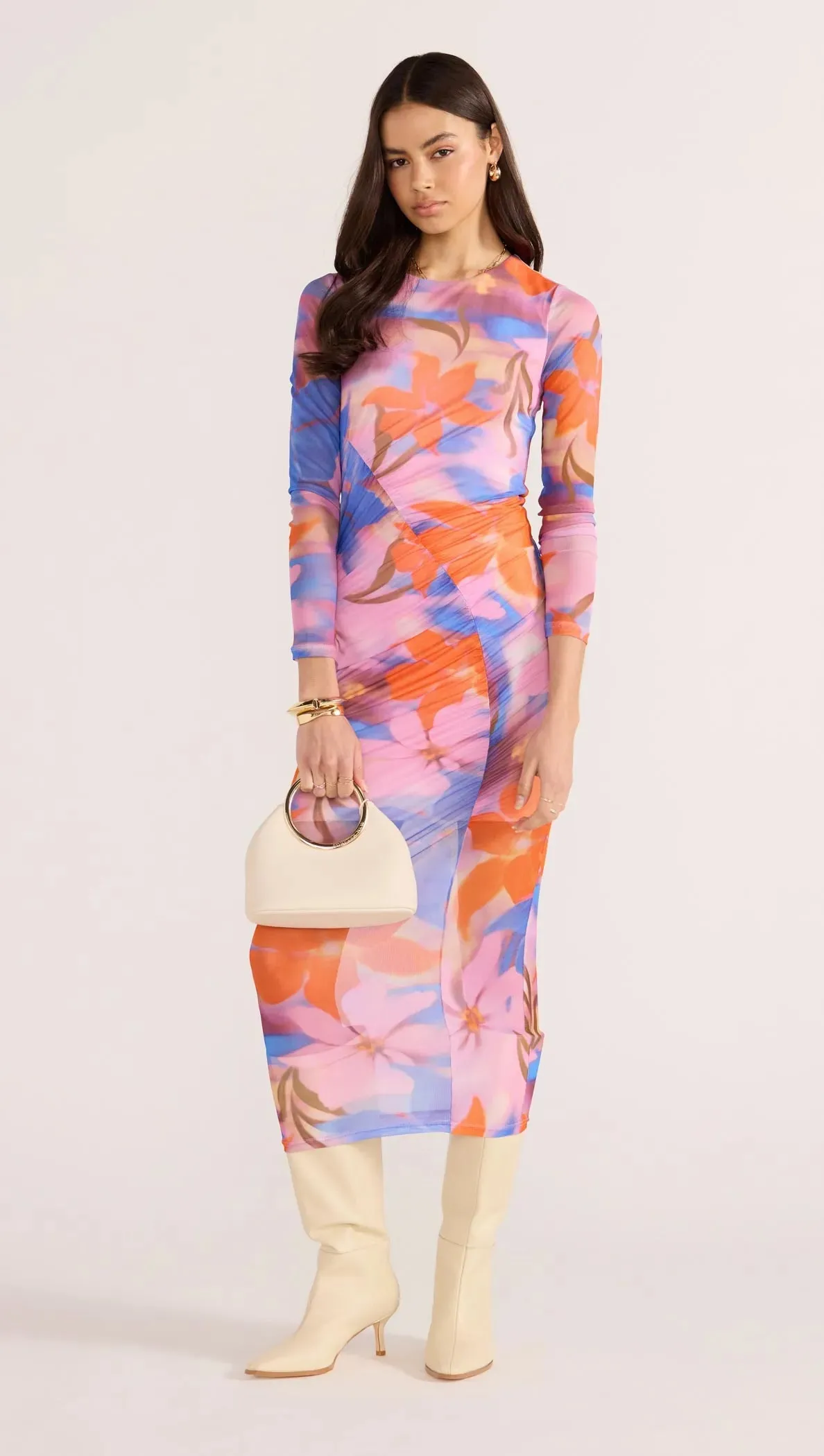 Sommer Ruched Mesh Midi Dress sold by MINKPINK product image thumbnail 3