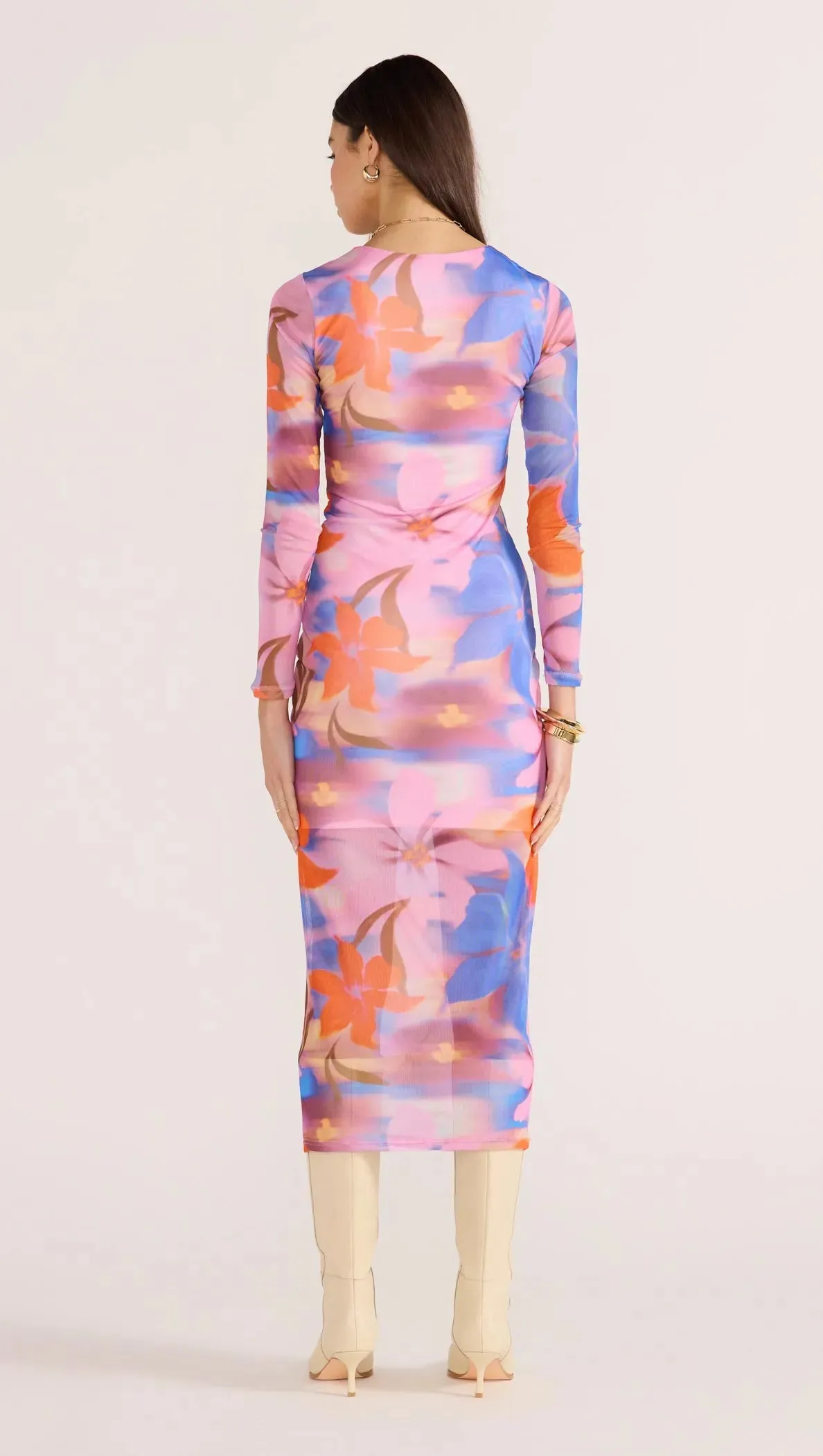 Sommer Ruched Mesh Midi Dress sold by MINKPINK product image thumbnail 5