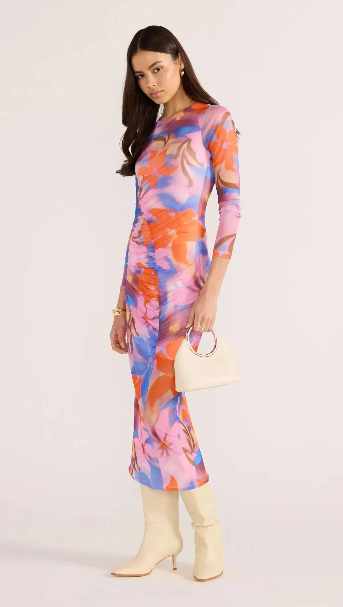 Sommer Ruched Mesh Midi Dress sold by MINKPINK product image thumbnail 4