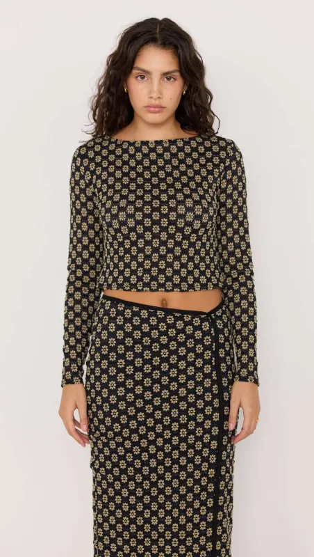 Luca Stretch Lace Top - Black/Cream sold by MINKPINK