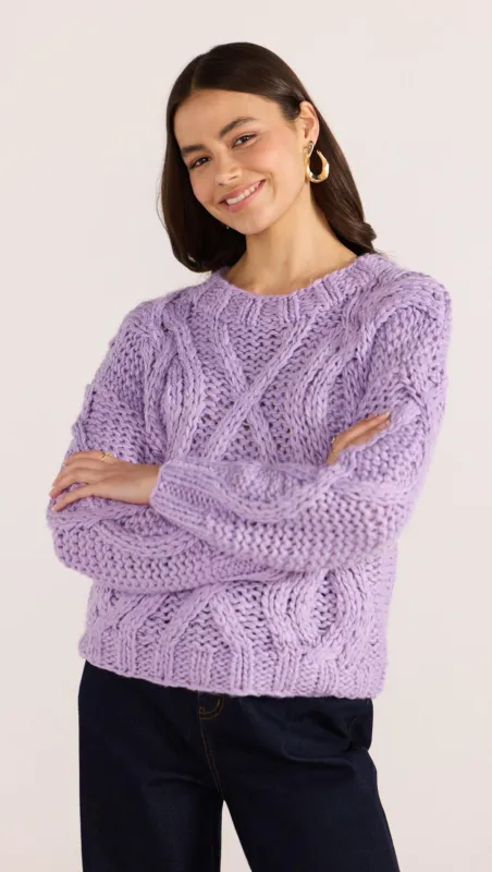 Jennifer Cable Knit Jumper - Lilac made by MINKPINK