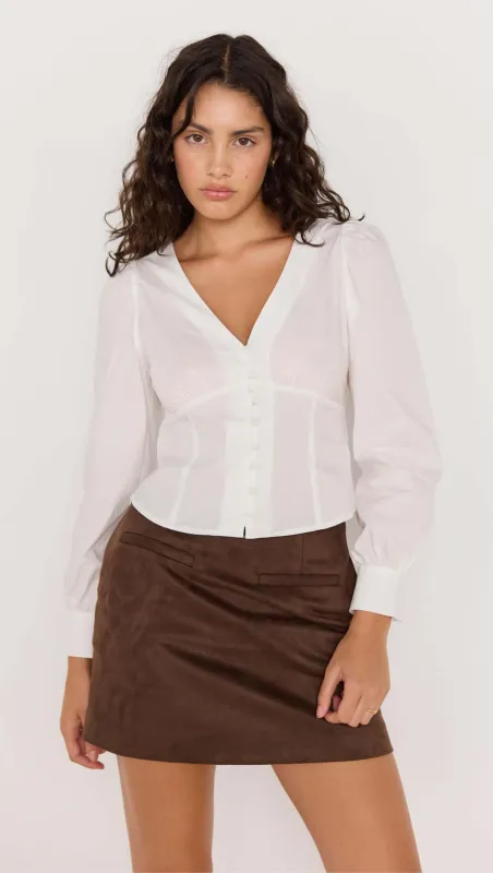 Daria Corset Blouse - White sold by MINKPINK