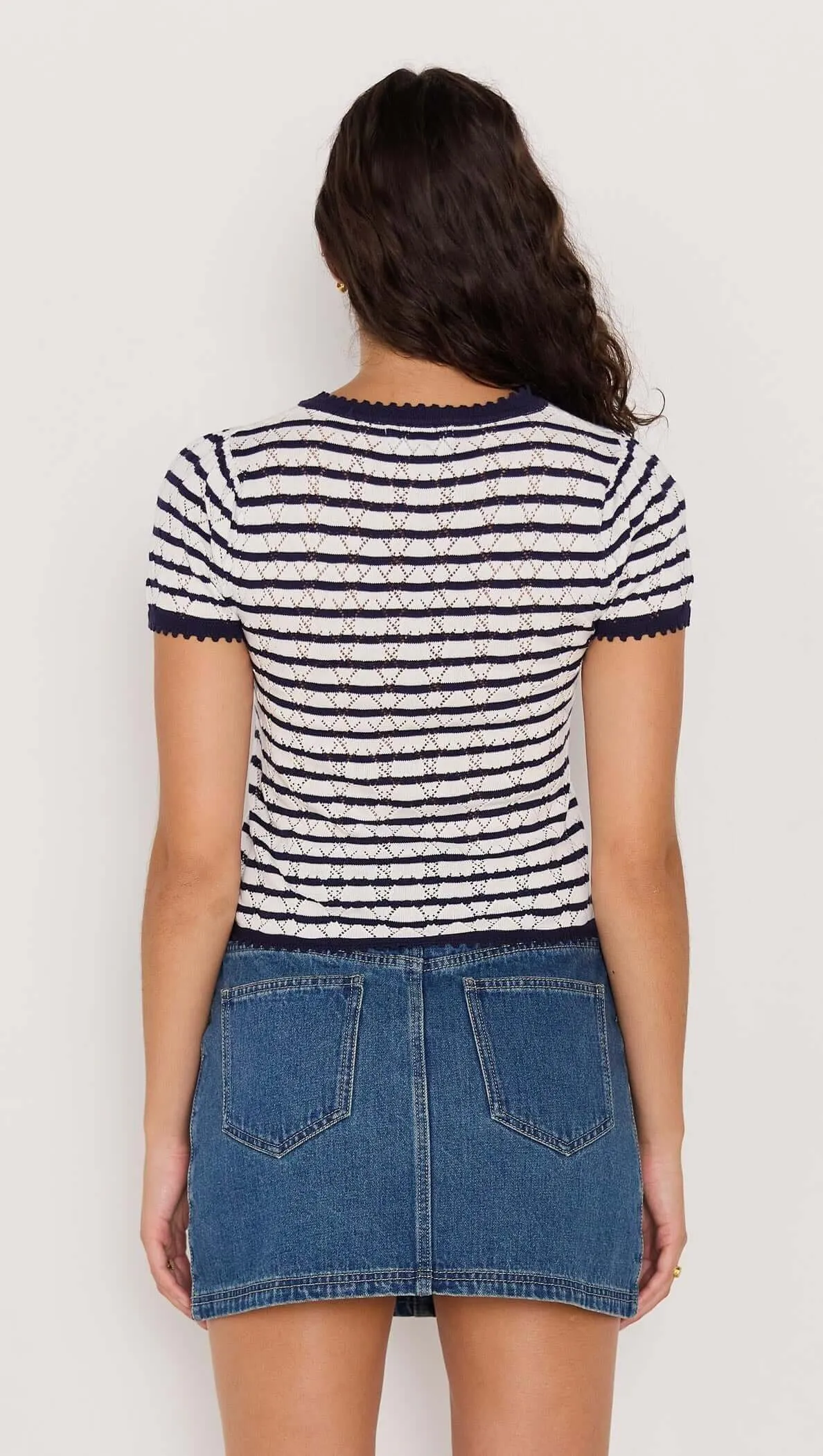 Chloe Stripe Knit Tee - Navy sold by MINKPINK product image thumbnail 4