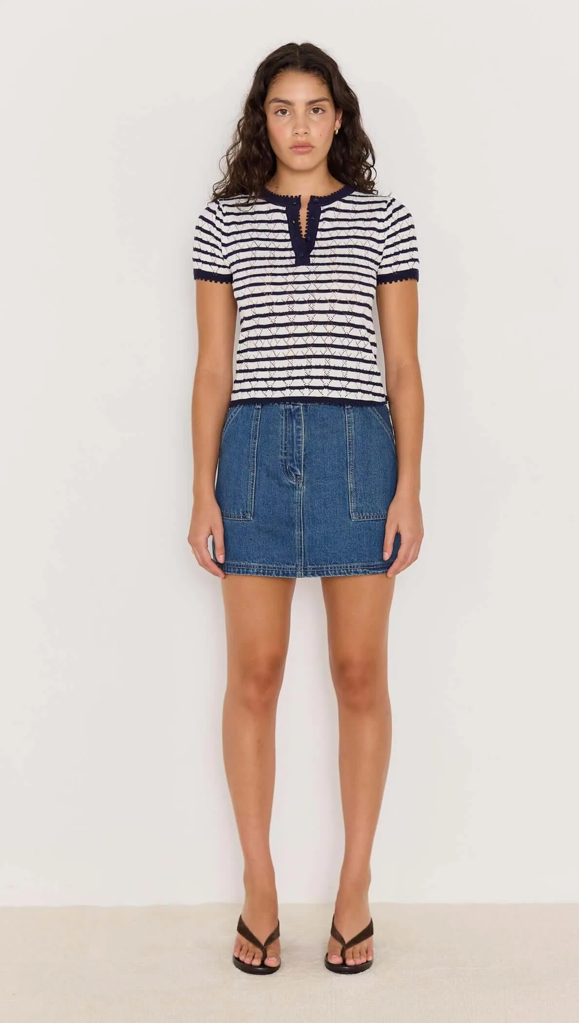Chloe Stripe Knit Tee - Navy sold by MINKPINK product image thumbnail 2