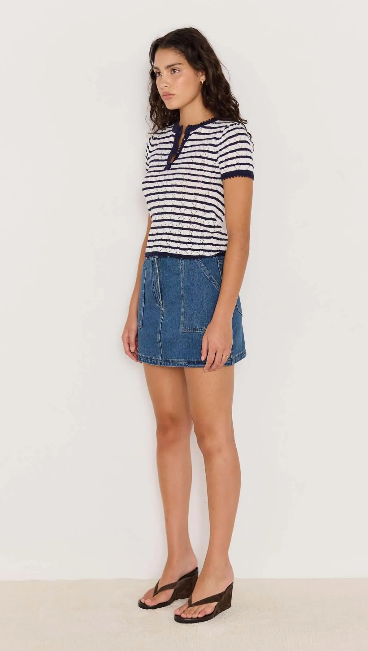Chloe Stripe Knit Tee - Navy sold by MINKPINK product image thumbnail 3