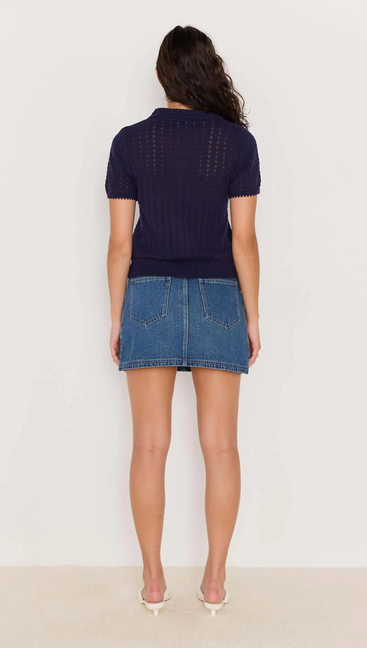 Lila Pointelle Knit Tee - Navy sold by MINKPINK product image thumbnail 5