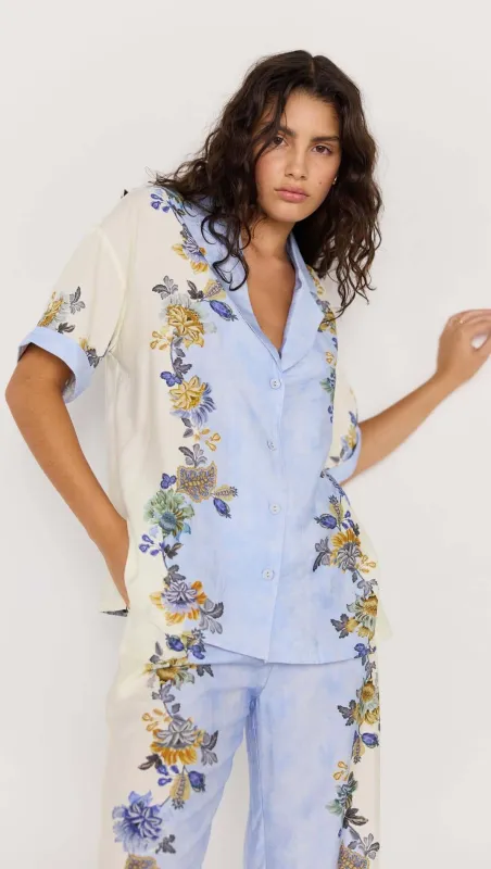 Blue & Cream Floral Resort Shirt sold by MINKPINK