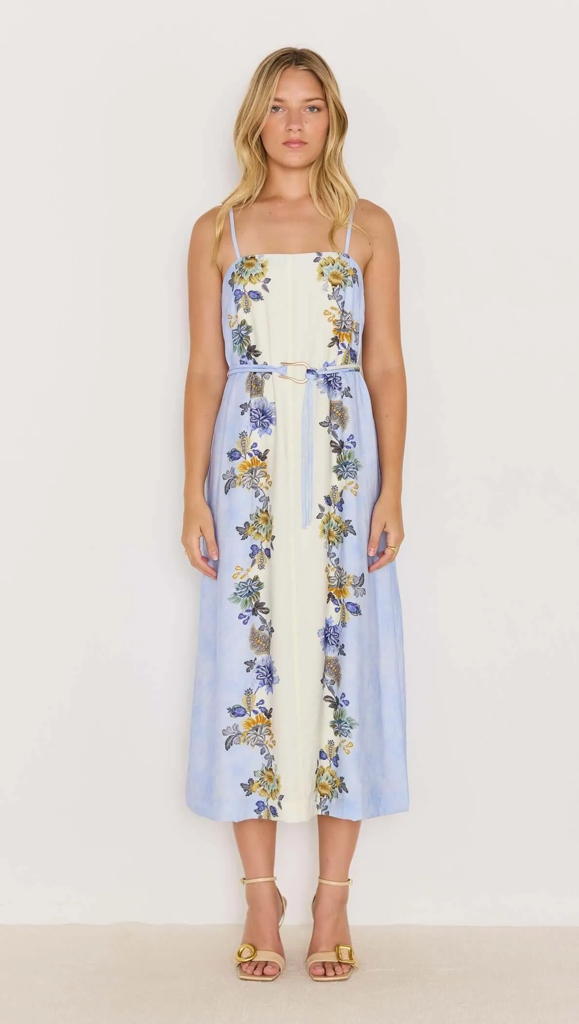 Blue & Cream Floral Midi Dress sold by MINKPINK