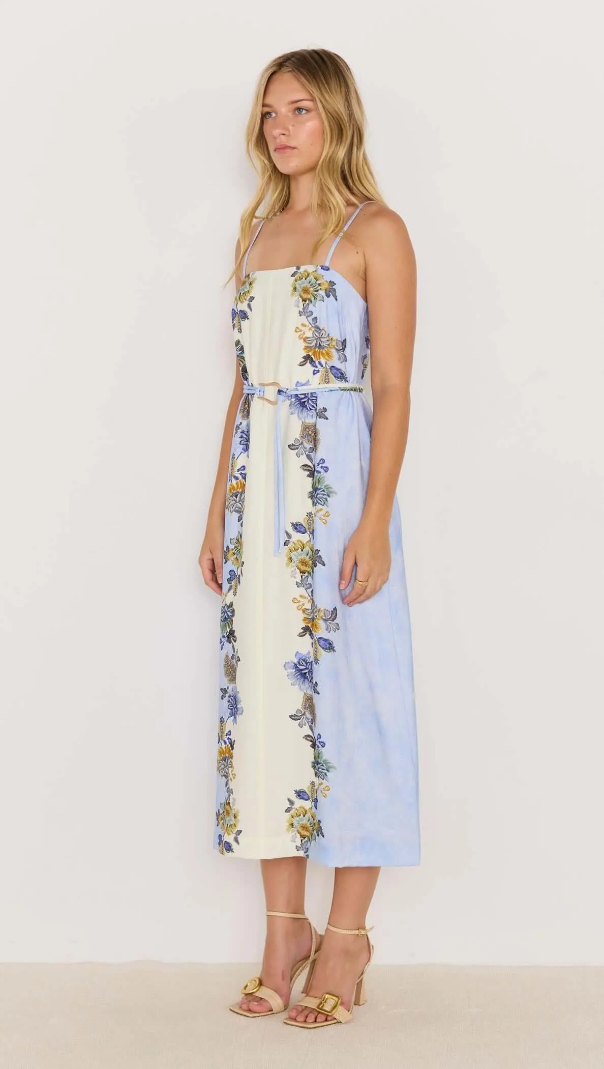 Blue & Cream Floral Midi Dress sold by MINKPINK product image thumbnail 3
