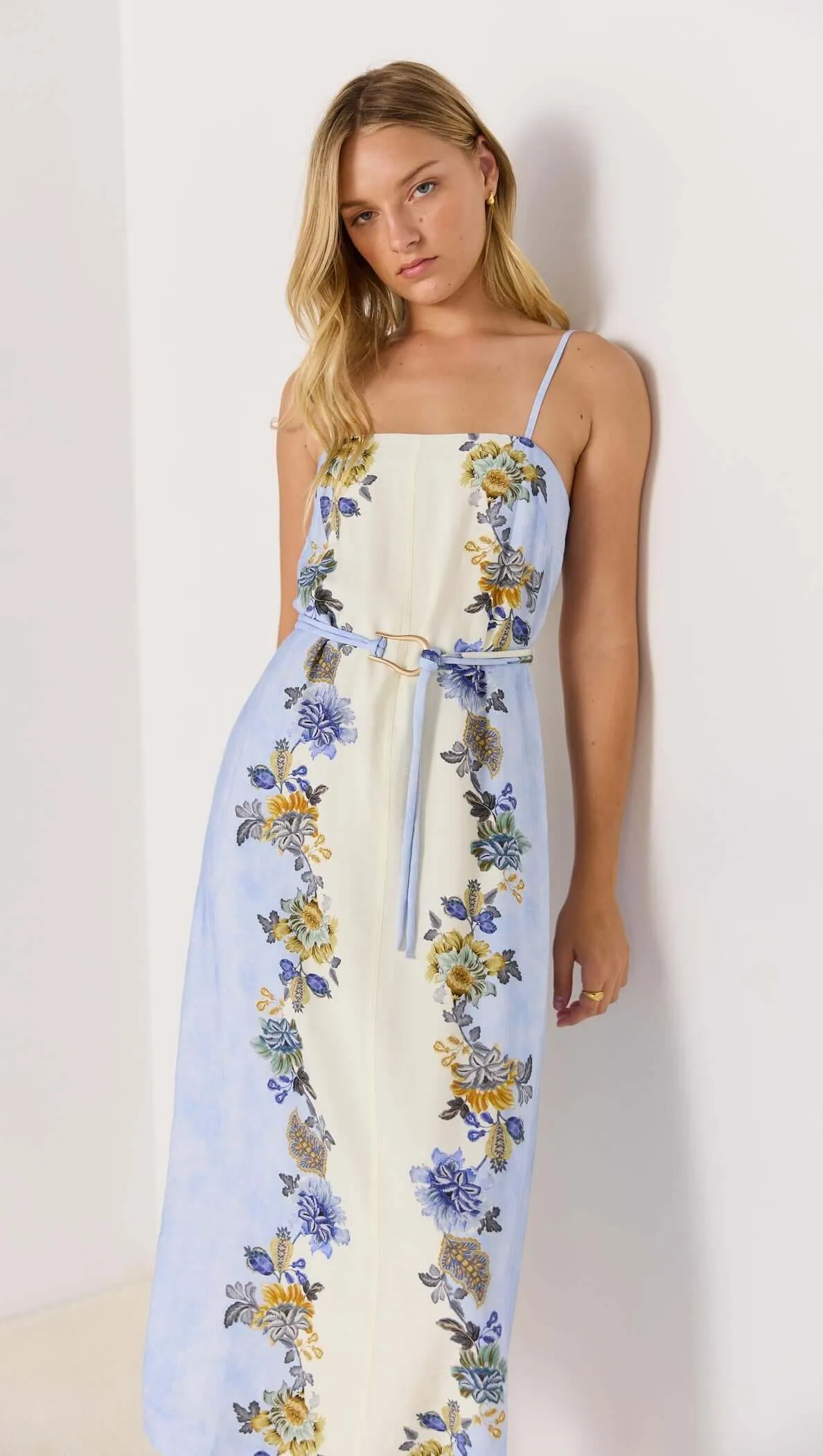 Blue & Cream Floral Midi Dress sold by MINKPINK product image thumbnail 2