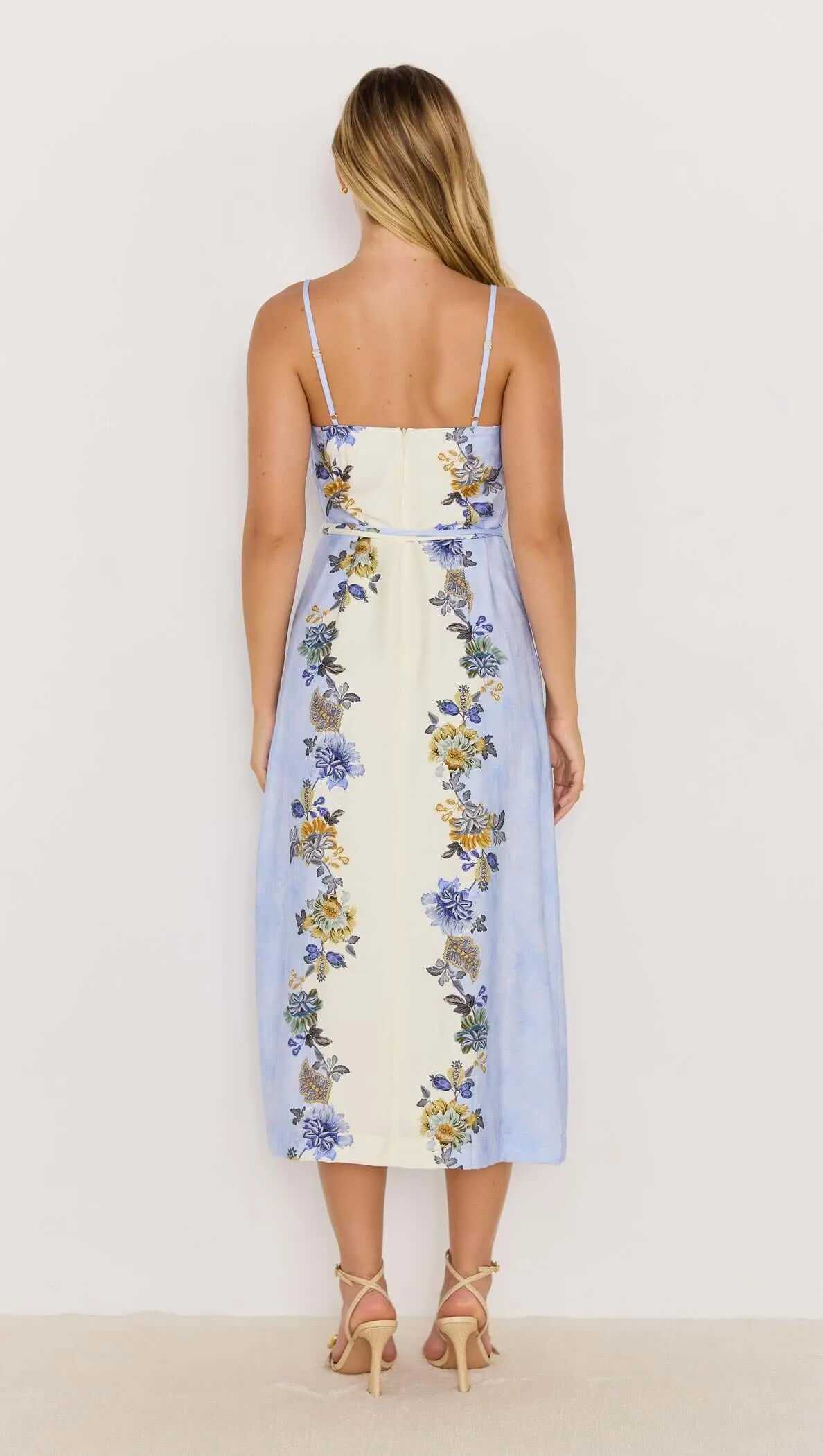 Blue & Cream Floral Midi Dress sold by MINKPINK product image thumbnail 4