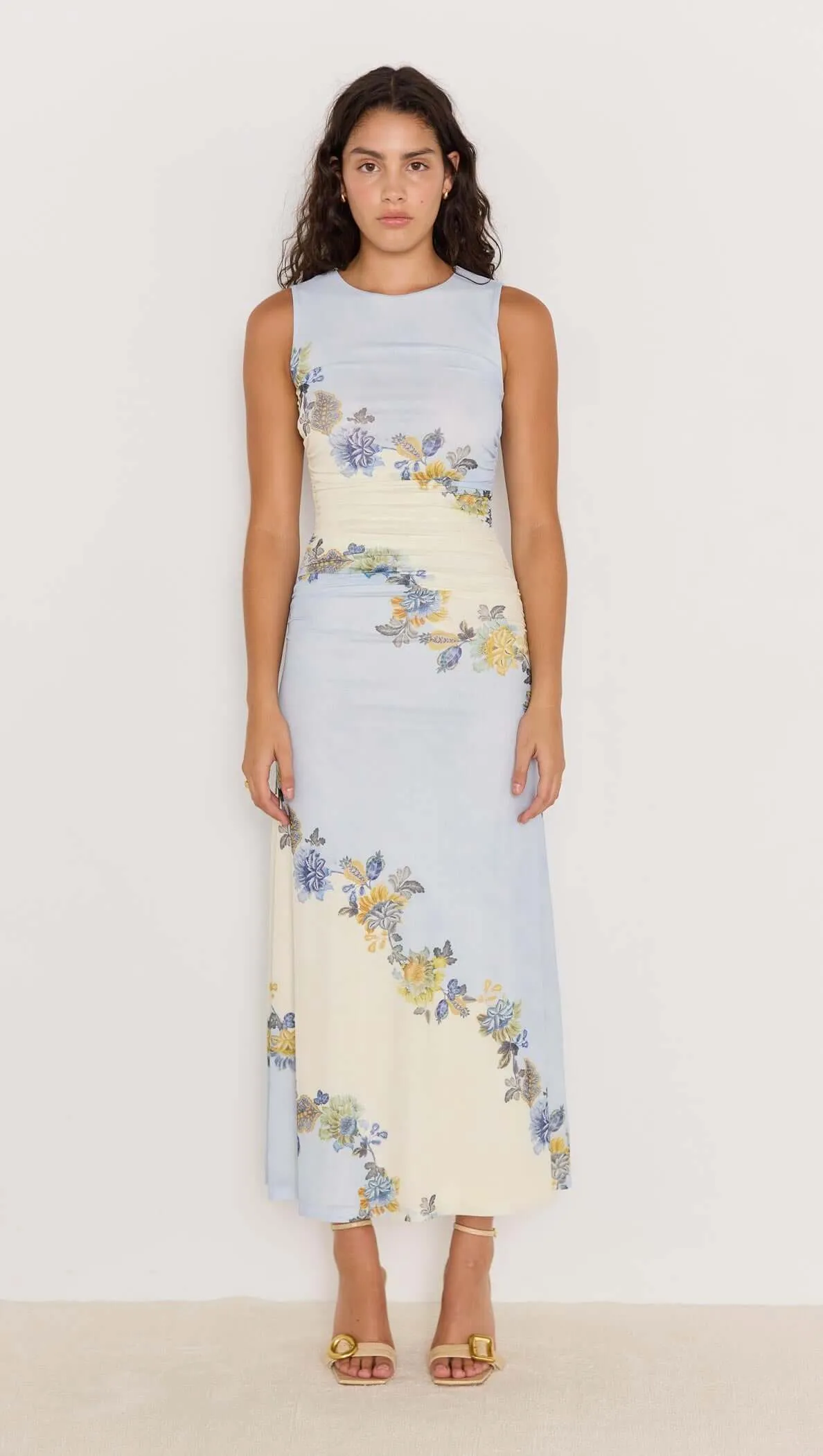 Blue & Cream Floral Mesh Maxi Dress sold by MINKPINK
