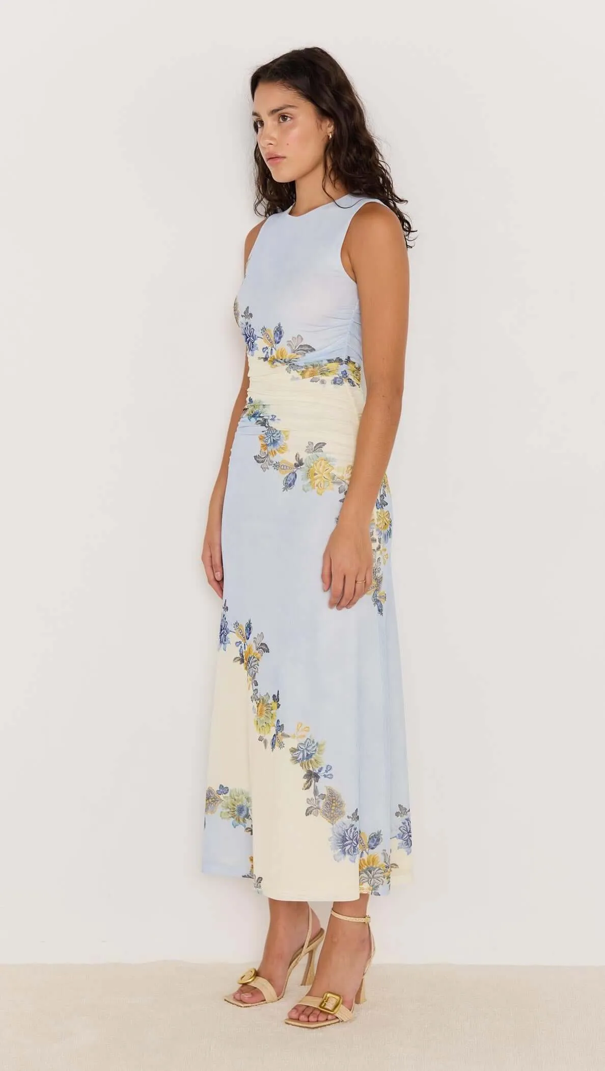 Blue & Cream Floral Mesh Maxi Dress sold by MINKPINK product image thumbnail 2