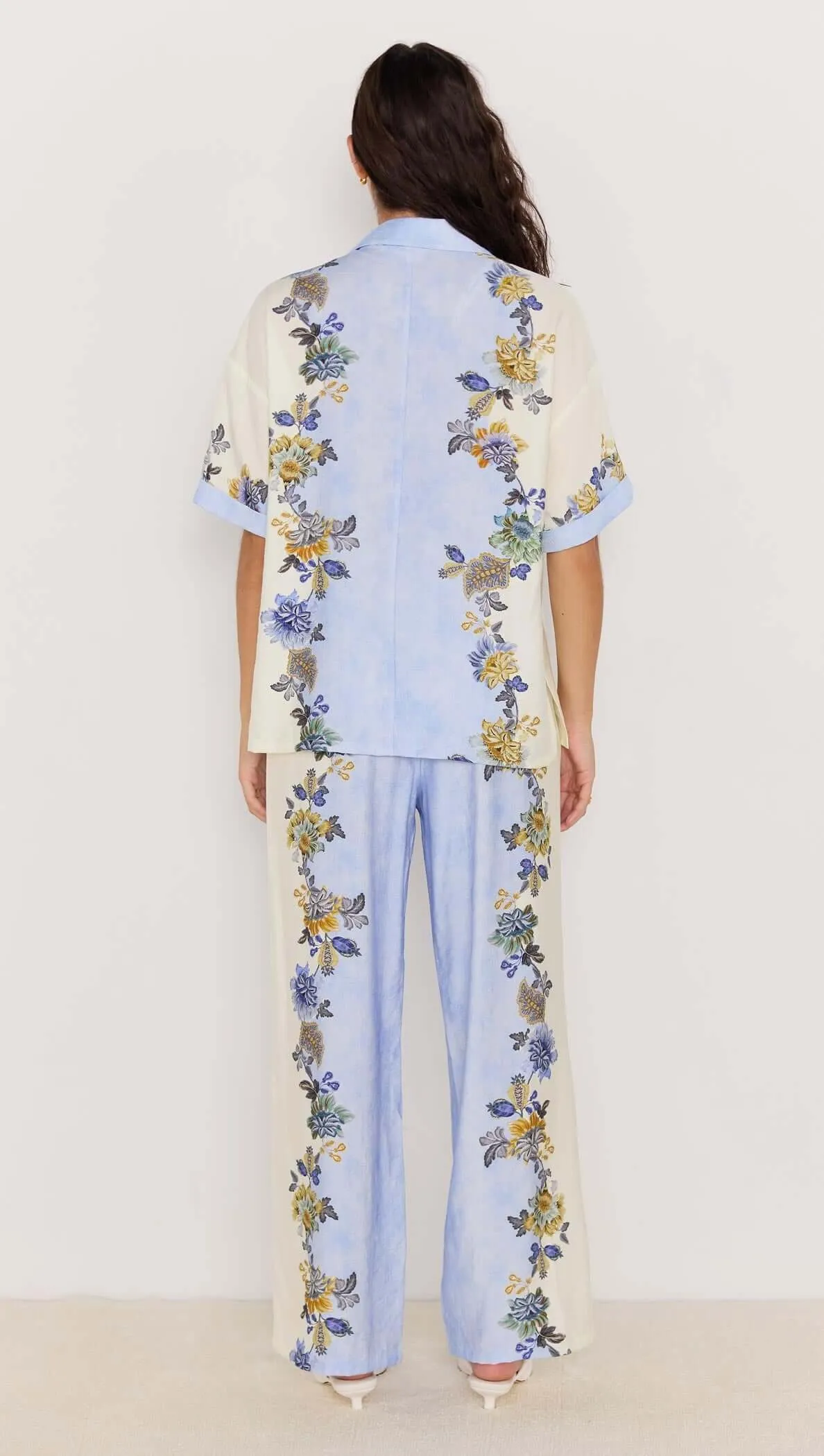 Blue & Cream Floral Wide-Leg Pants sold by MINKPINK product image thumbnail 4