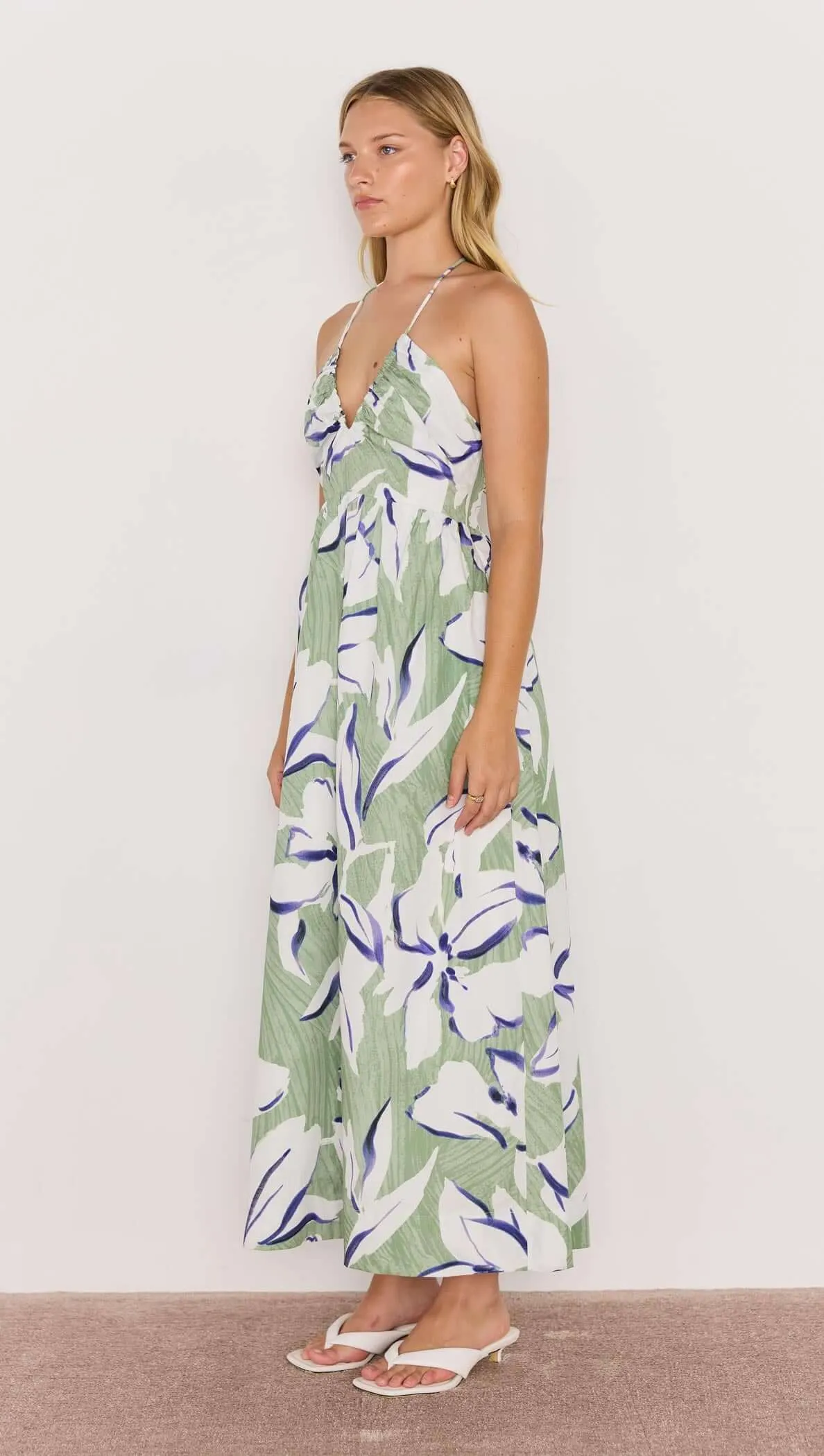 Green & White Floral Halter-Neck Midi Dress sold by MINKPINK product image thumbnail 3
