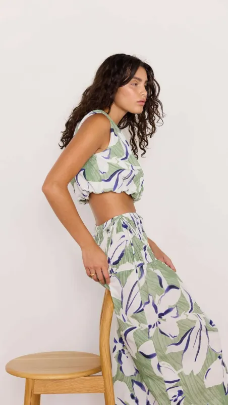Green & White Floral Midi Skirt sold by MINKPINK
