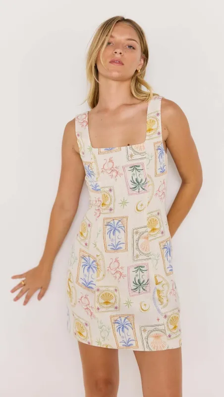 Printed Tie-back Square Neckline Mini Dress sold by MINKPINK