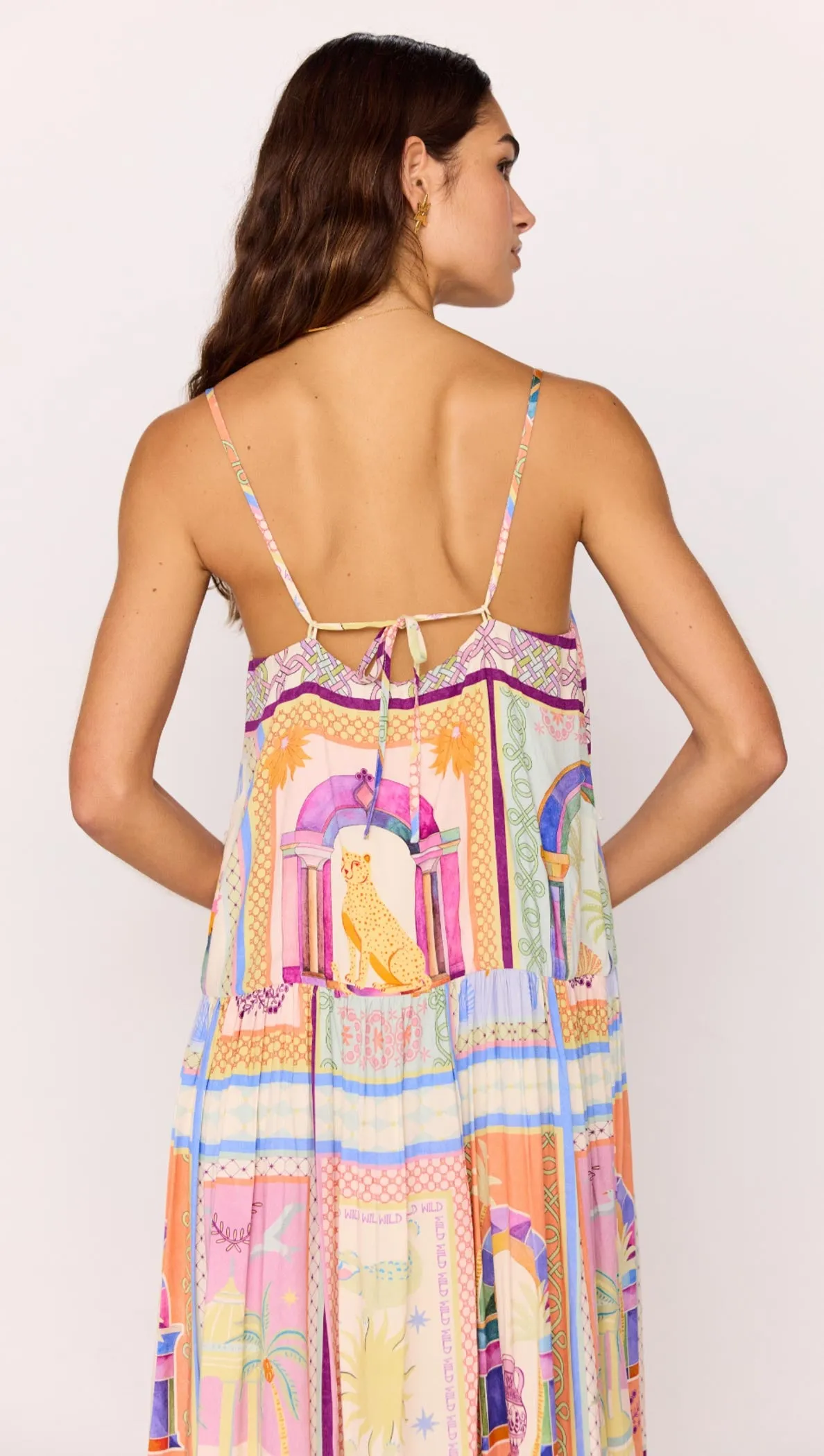 Dropped-Waist Strappy Midi Dress in Multicolour Print sold by MINKPINK product image thumbnail 4