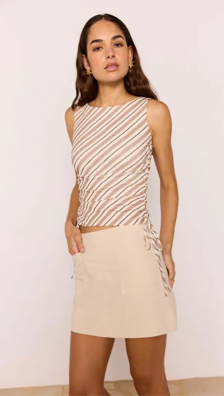 Brown & Cream Stripe Mesh Top sold by MINKPINK