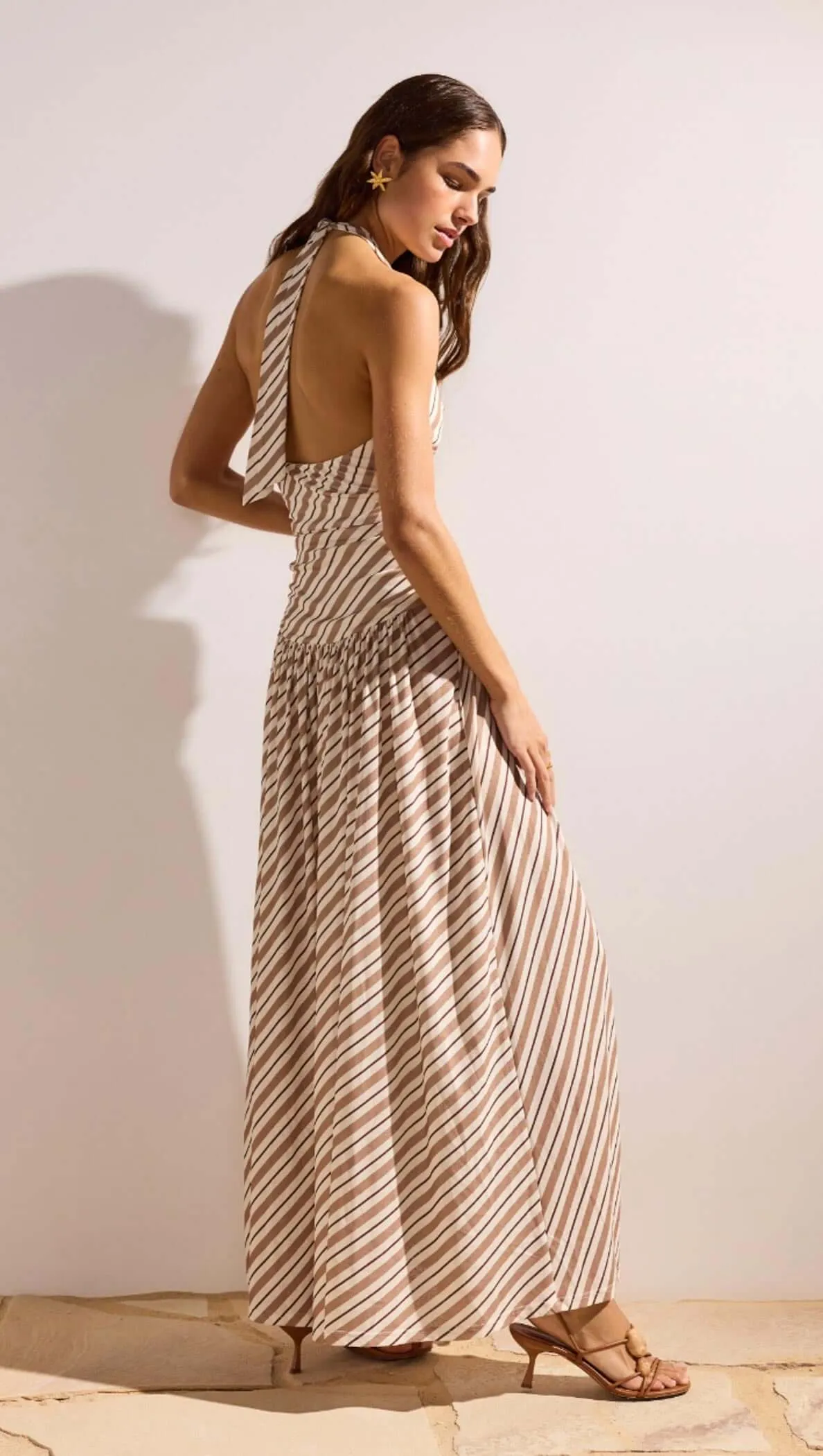 Brown & Cream Stripe Low-Waist Halter Maxi Dress sold by MINKPINK product image thumbnail 2