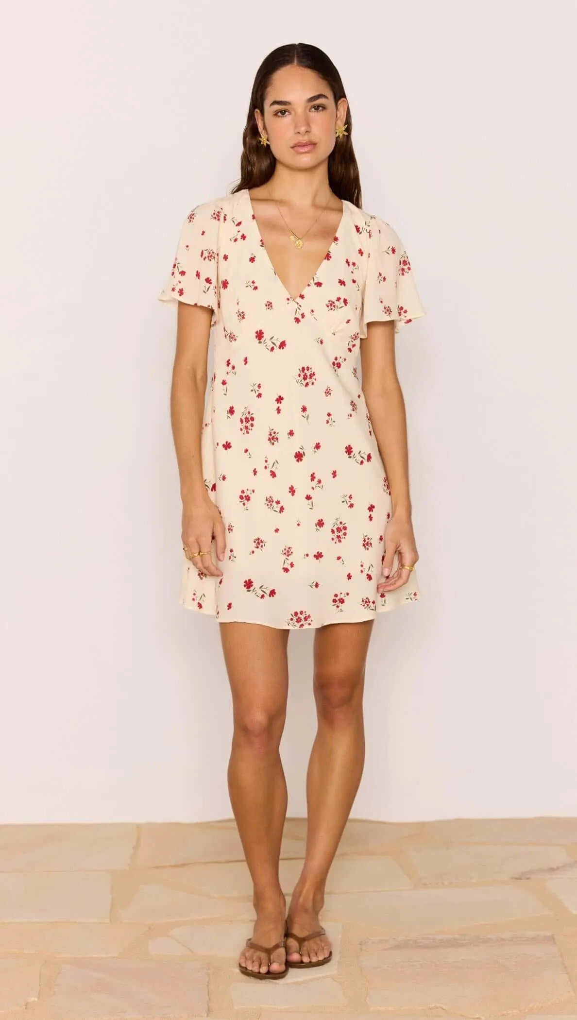 Red & Cream Floral Mini Dress sold by MINKPINK product image thumbnail 2