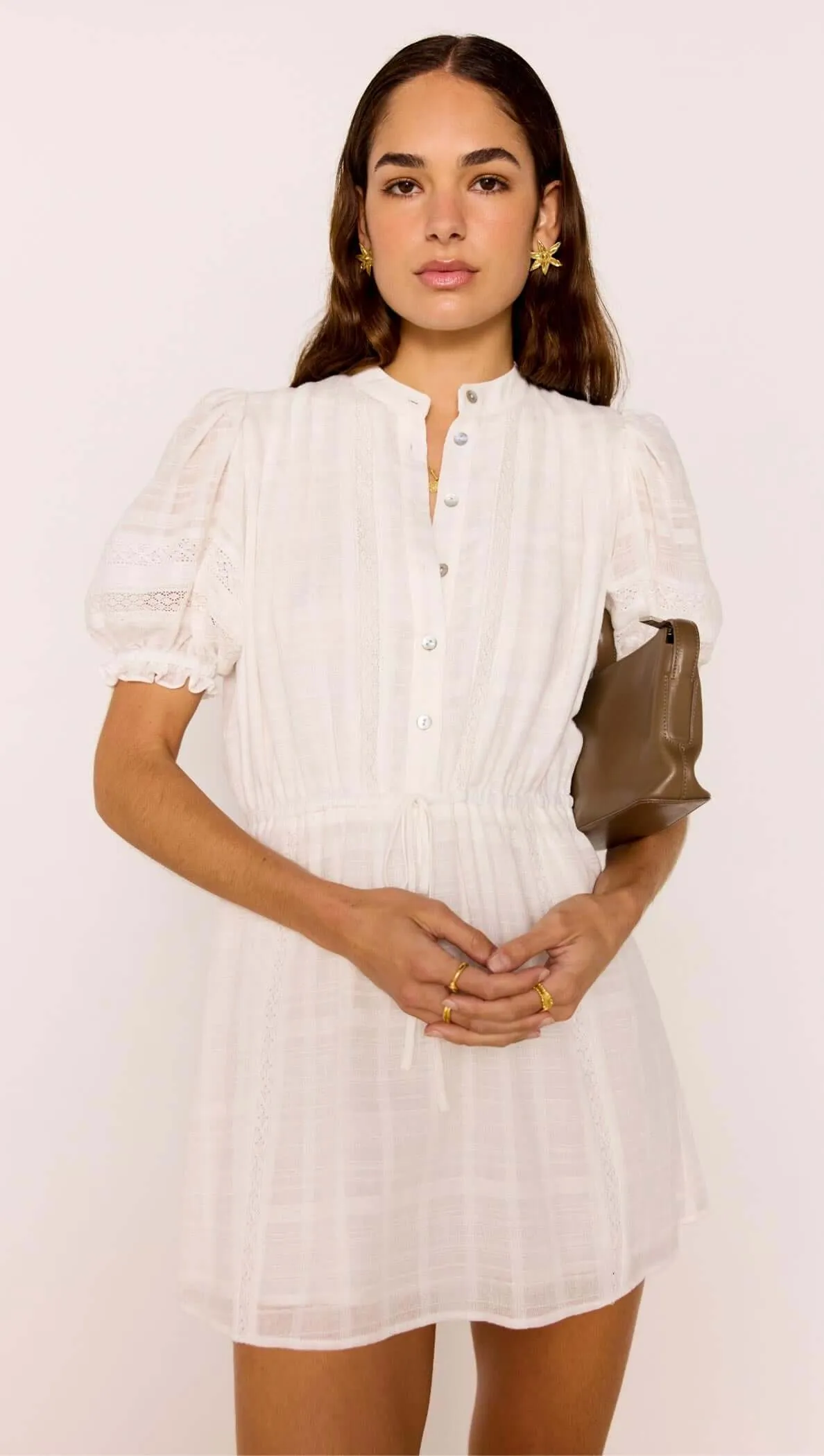 Lace Detail White Cotton Mini Dress sold by MINKPINK product image thumbnail 2