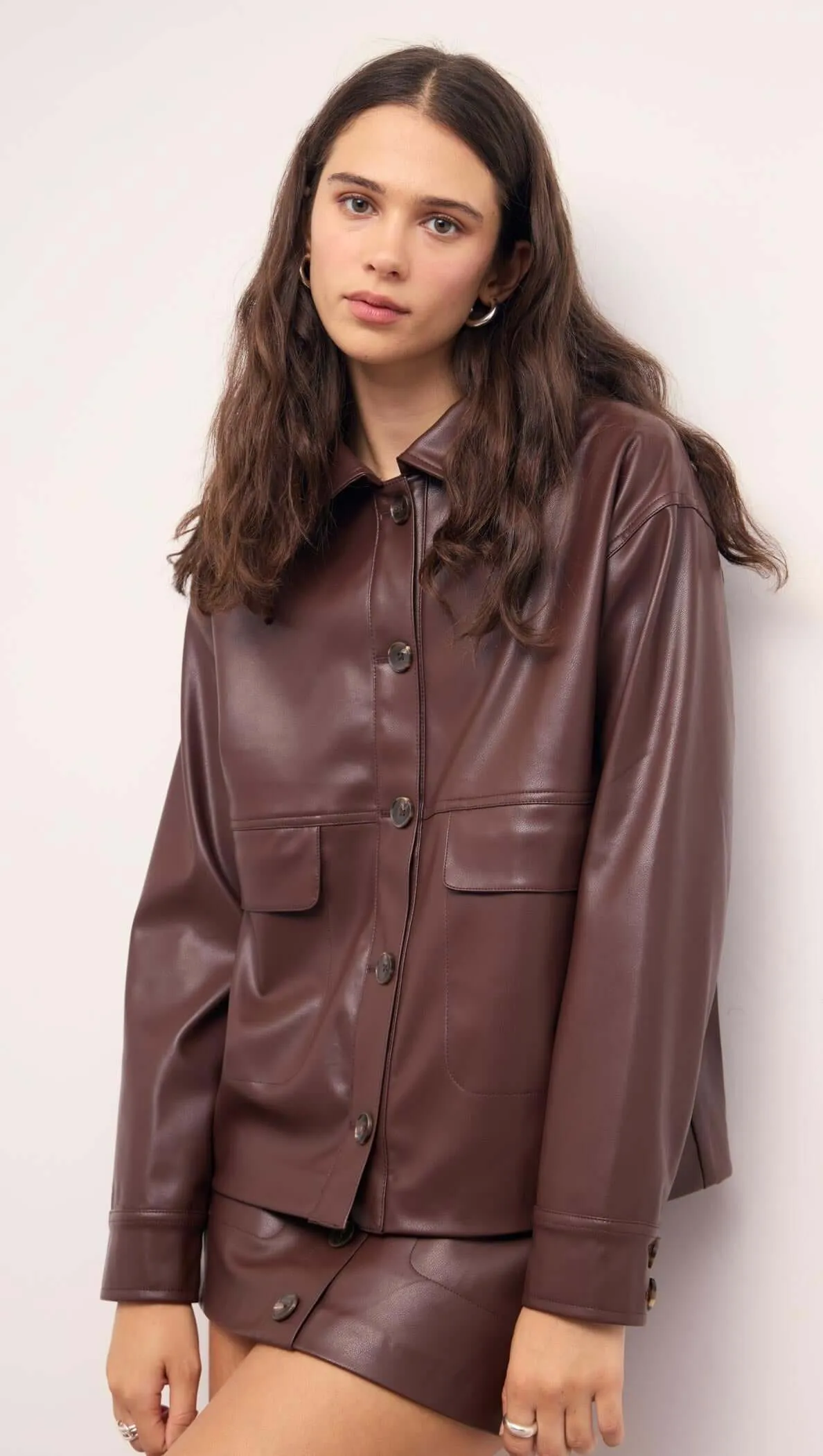 Brown Faux Leather Mini Skirt sold by MINKPINK product image thumbnail 2