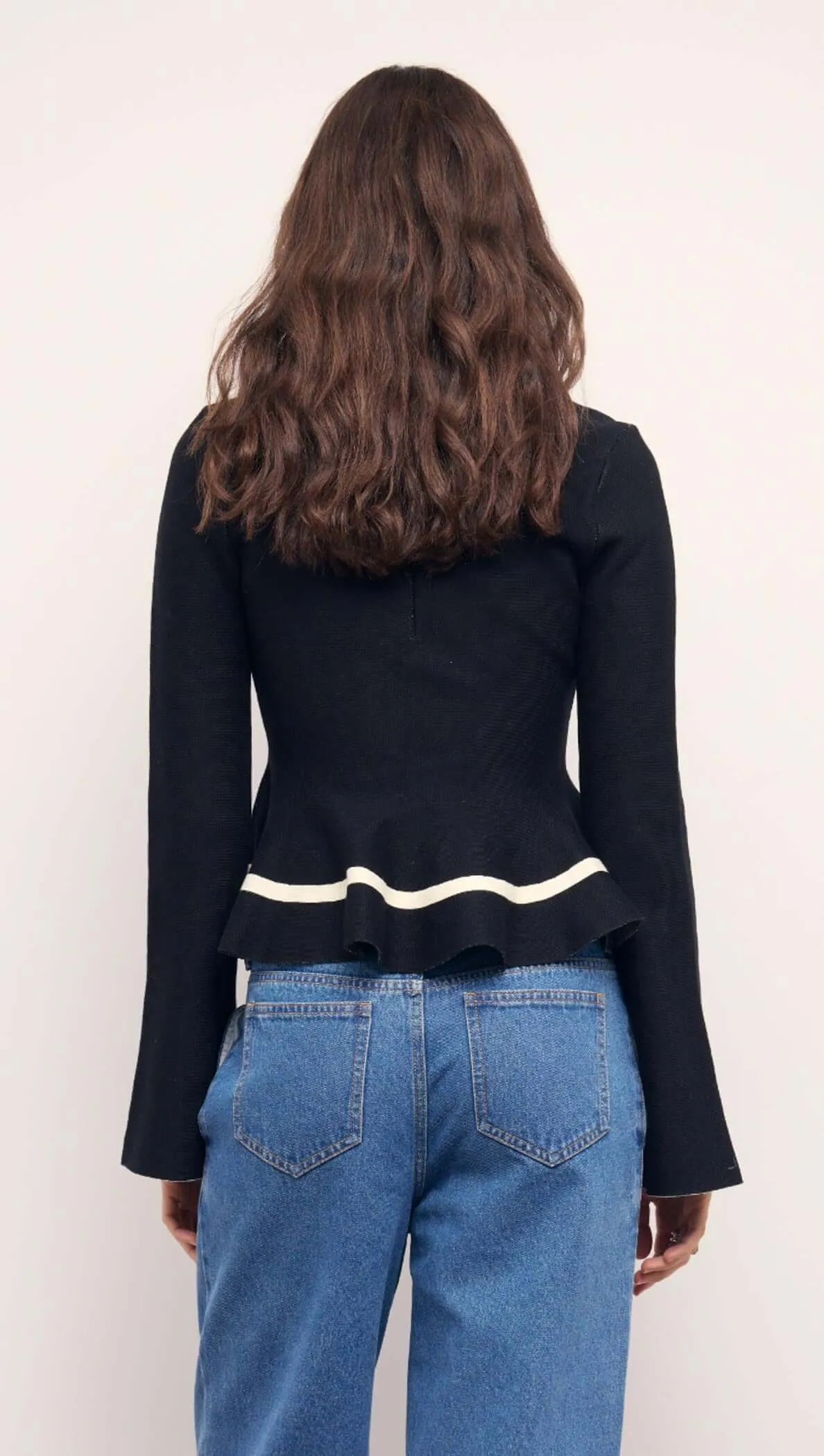 Black Peplum Knit Top With Contrast Trim sold by MINKPINK product image thumbnail 3