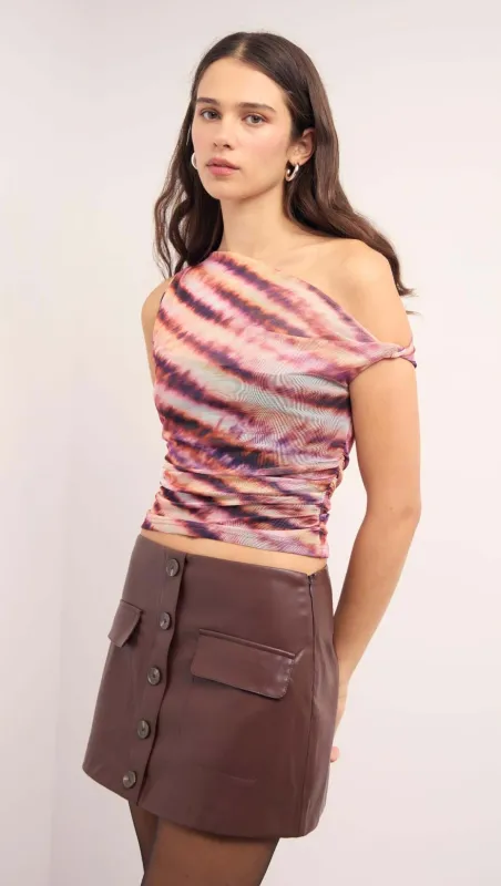 Pink & Purple Striped Mesh Top sold by MINKPINK
