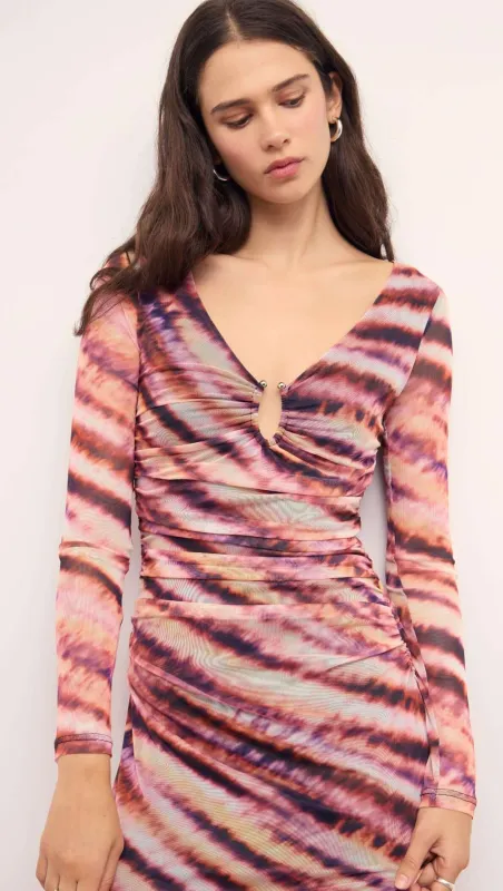 Pink & Purple Striped Mesh Midi Dress sold by MINKPINK