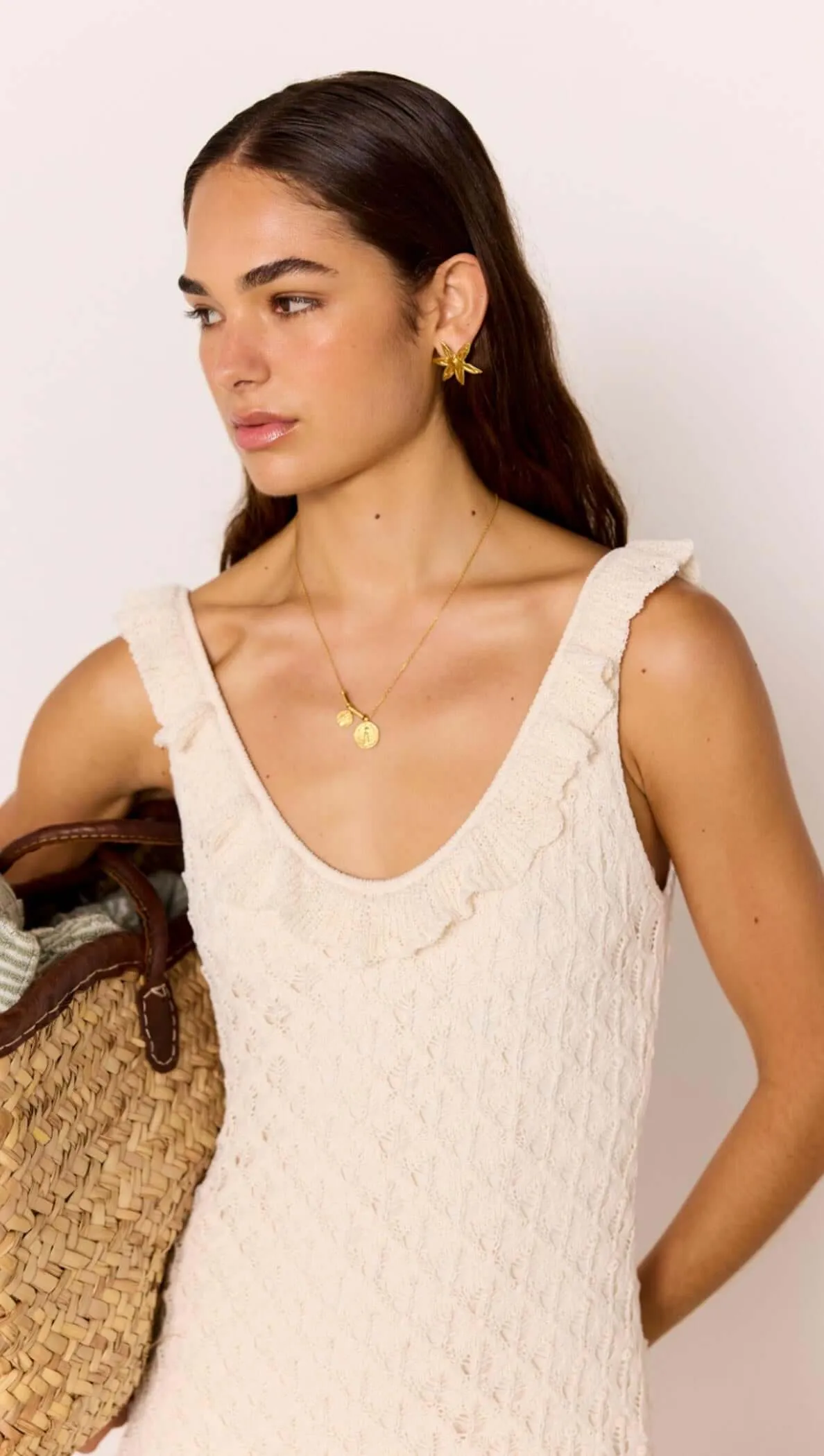 White Pointelle Knit Midi Dress sold by MINKPINK product image thumbnail 5