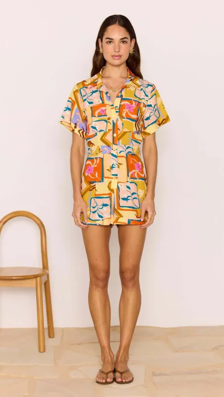 Bold Scarf Print Playsuit made by MINKPINK