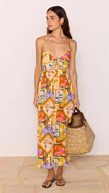 Bold Scarf Print Midi Dress With Cut Out sold by MINKPINK