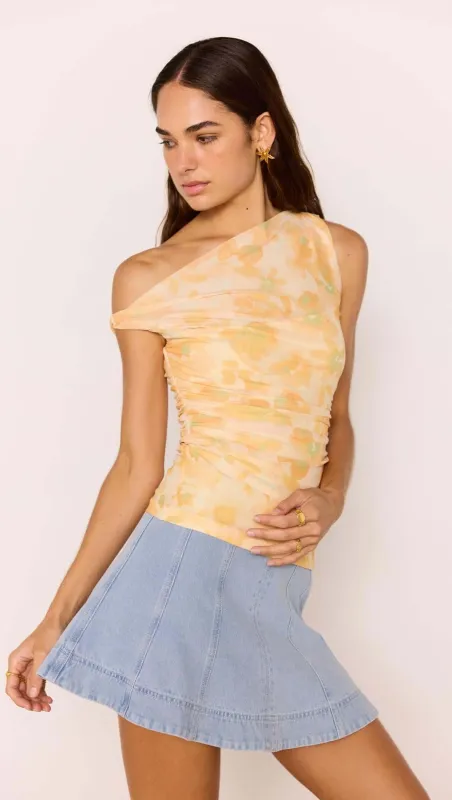 Yellow Floral Mesh Top sold by MINKPINK