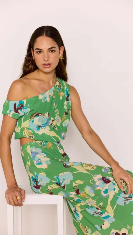 Green Floral Crop Top sold by MINKPINK