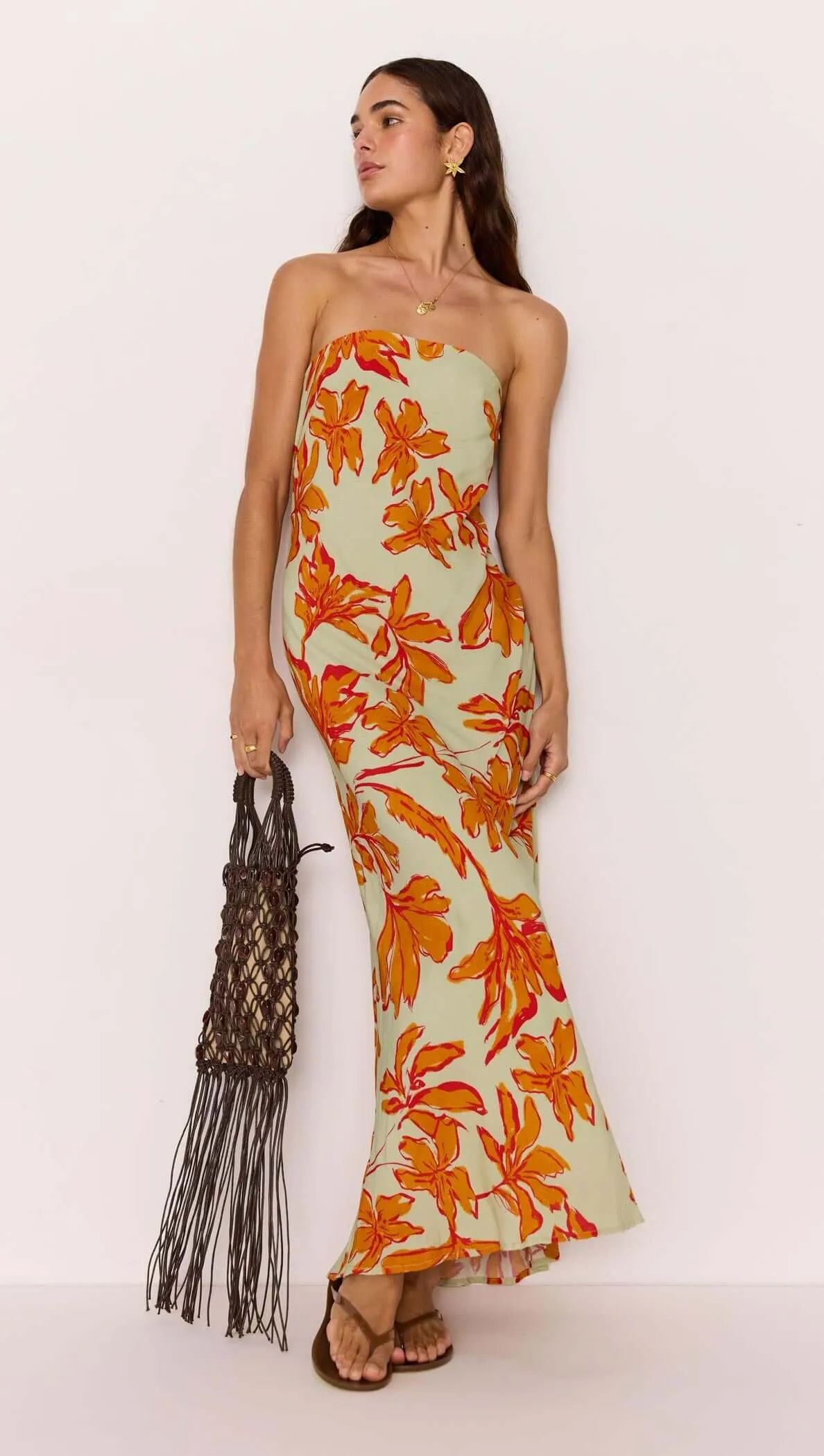 Green & Orange Floral Strapless Maxi Dress sold by MINKPINK product image thumbnail 2