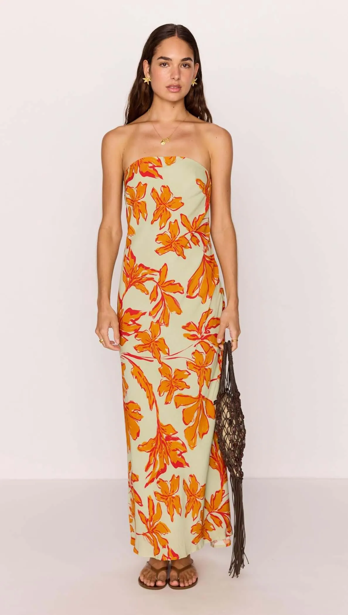 Green & Orange Floral Strapless Maxi Dress sold by MINKPINK product image thumbnail 3