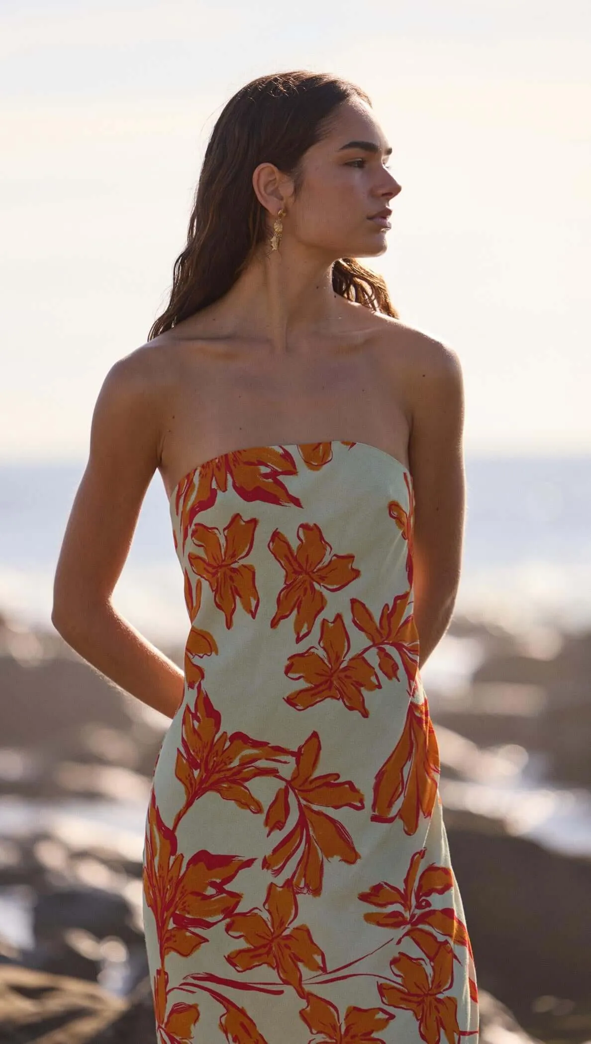 Green & Orange Floral Strapless Maxi Dress sold by MINKPINK product image thumbnail 5