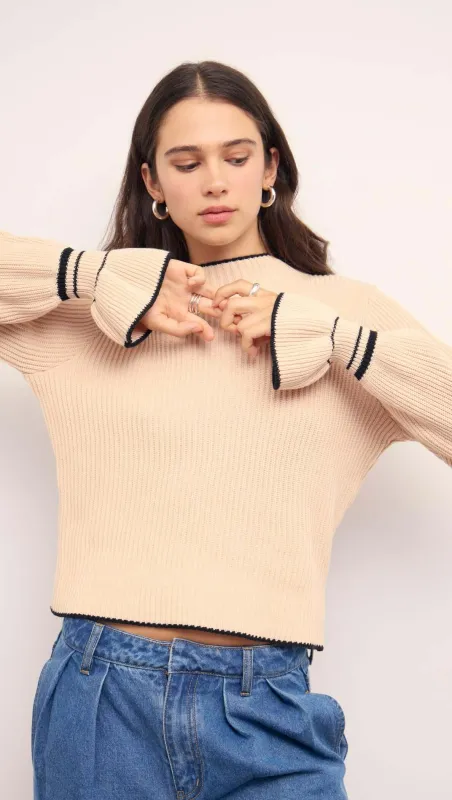 Coral Knit Top with Contrast Trim sold by MINKPINK