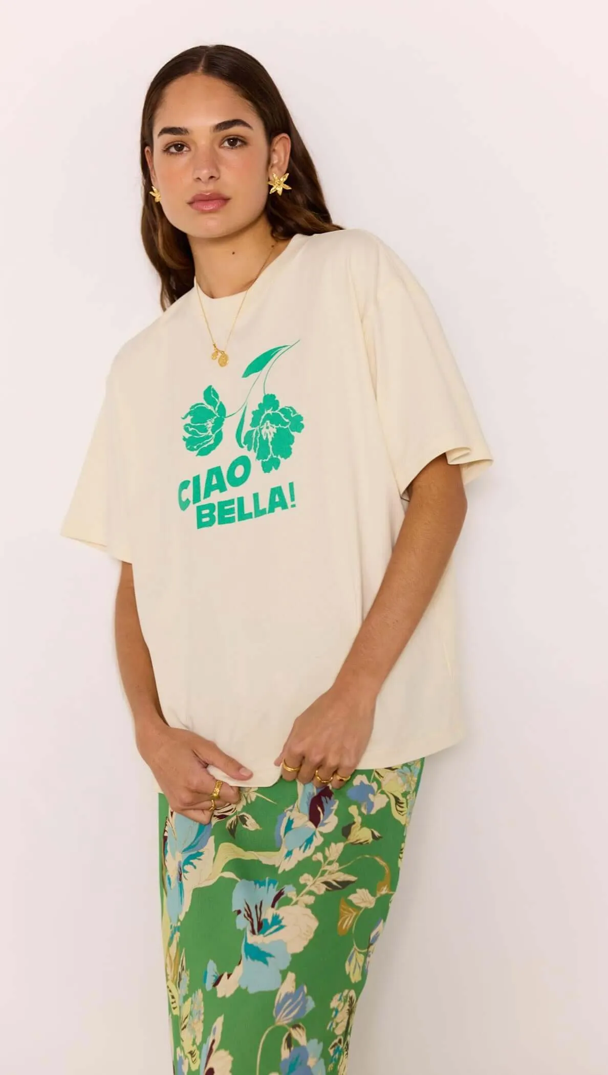Ciao Bella Relaxed Cotton Oversized Tee sold by MINKPINK